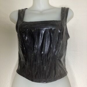 LipService Faux Leather Black Corset Top Goth USA Sm